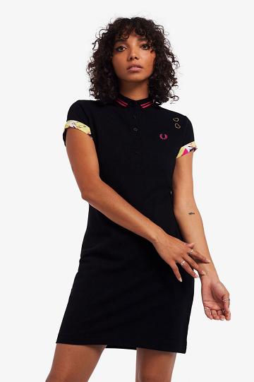 Dámské Šaty Fred Perry SD3002 Černé | CZ 1172FDNM